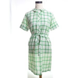 Vintage Green Plaid Shirt Dress